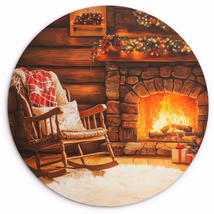 Muurcirkel - Winter - Kerst - Huis - Openhaard — 1