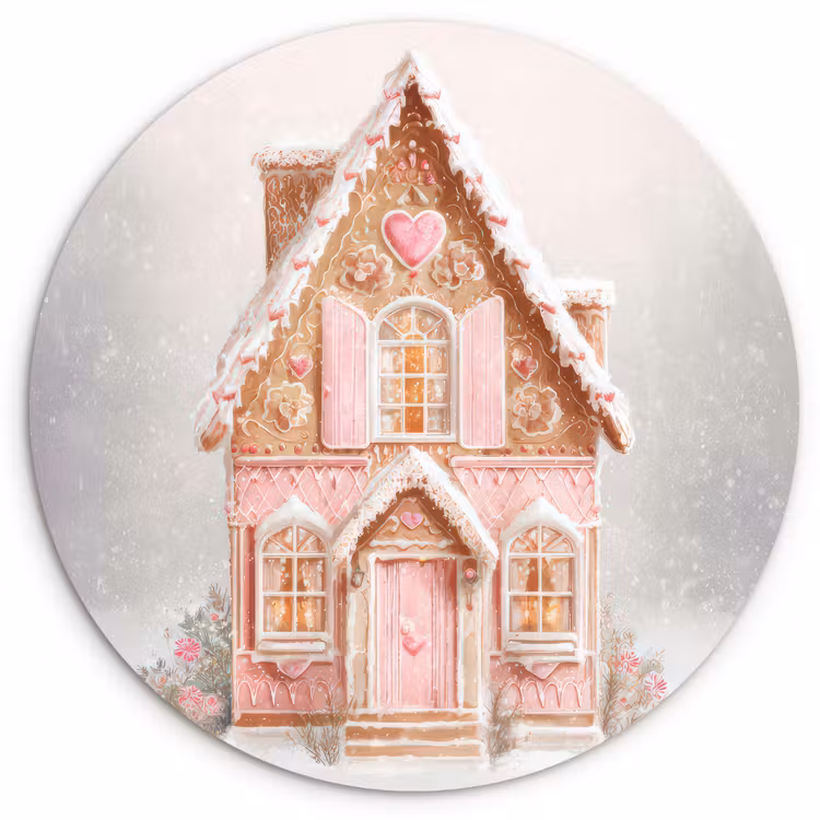 Muurcirkel - Huisje - Suiker - Pastel — 1
