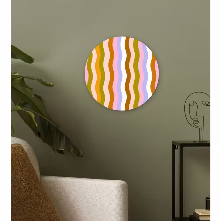 Muurcirkel - lijnen - Golven - Pastelkleuren - Patroon — 3
