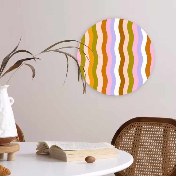 Muurcirkel - lijnen - Golven - Pastelkleuren - Patroon — 4