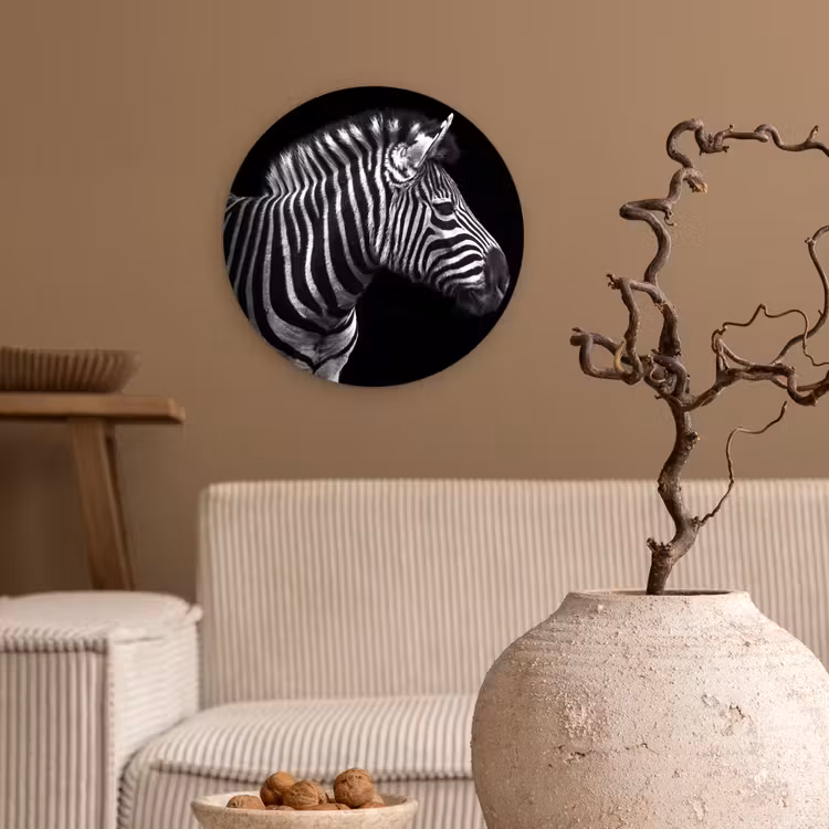 Muurcirkel - Zebra - Zwart - Wit - Portret - Dieren — 2