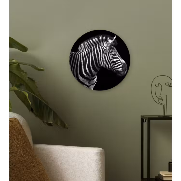 Muurcirkel - Zebra - Zwart - Wit - Portret - Dieren — 3