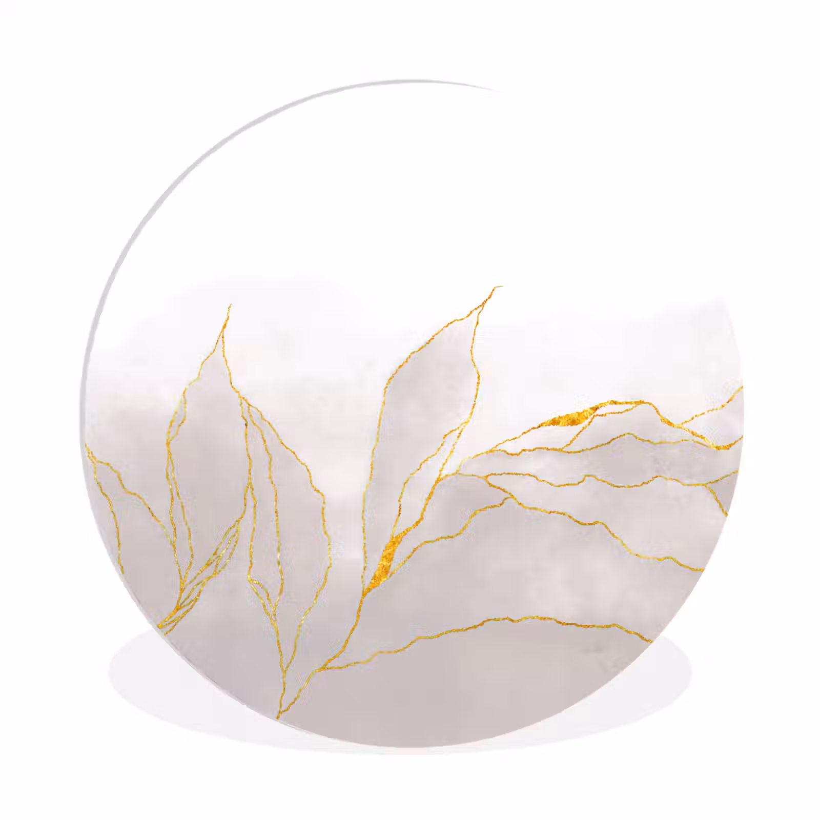Muurcirkel - Marmerlook - Grijs - Goud - Chic - Marmer — 1