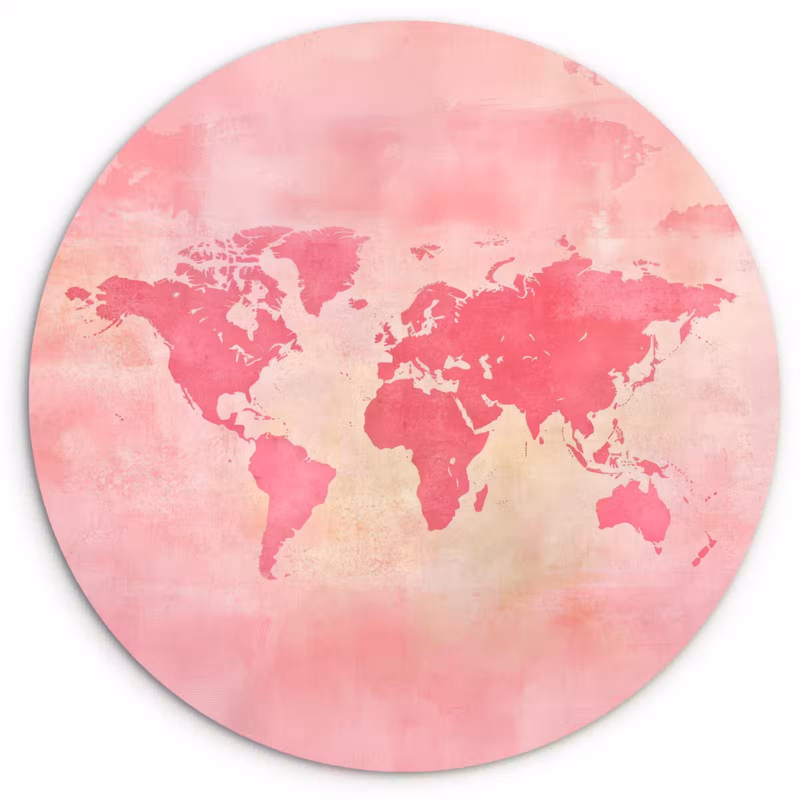 Muurcirkel - Wereldkaart - Roze - Vaag — 1