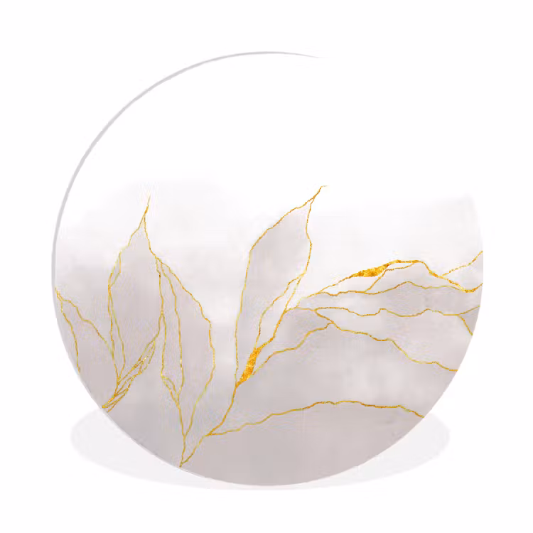 Muurcirkel - Marmerlook - Grijs - Goud - Chic - Marmer — 1