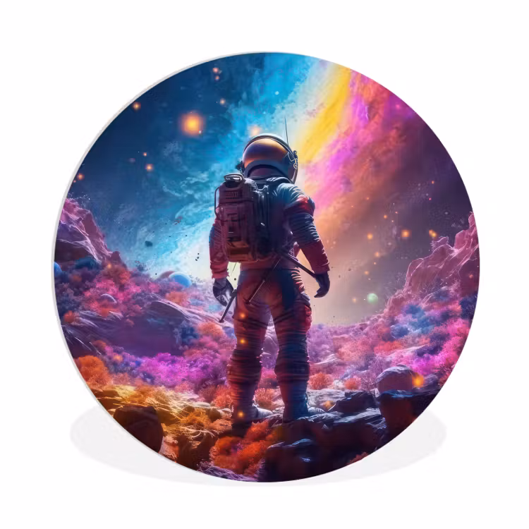 Muurcirkel - Ruimte - Astronaut - Neon - Sterren — 1