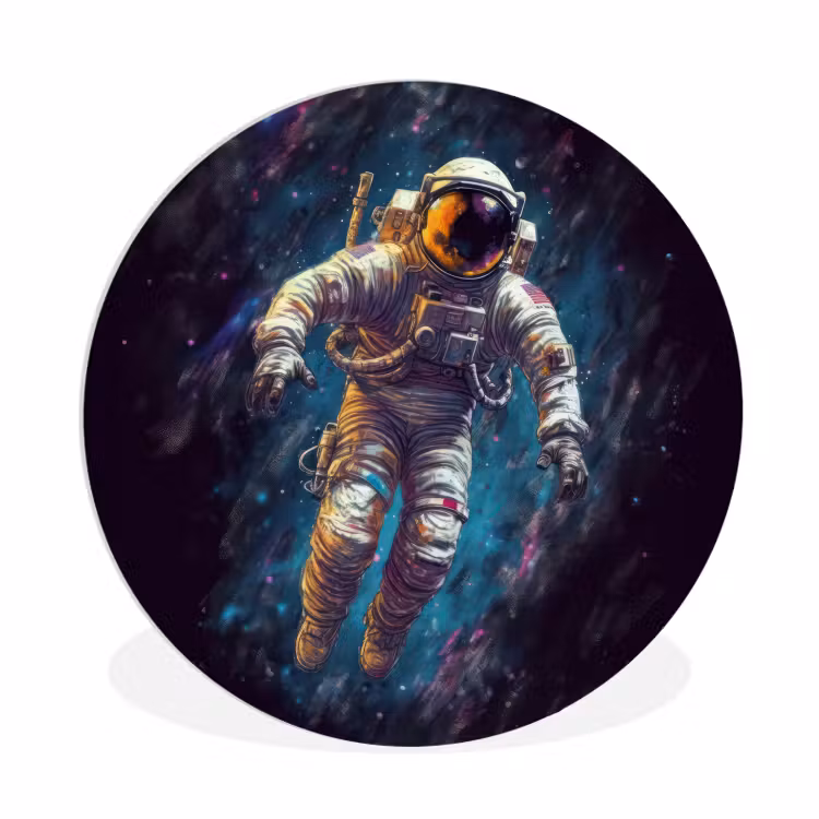 Muurcirkel - Ruimte - Neon - Astronaut - Sterren — 1