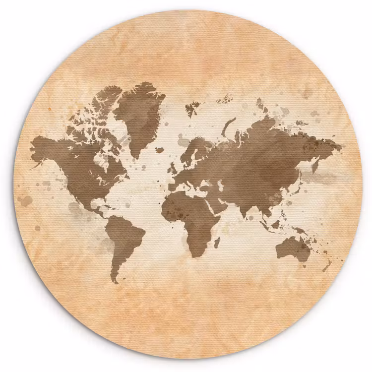 Muurcirkel - Wereldkaart - Beige - Bruin — 1