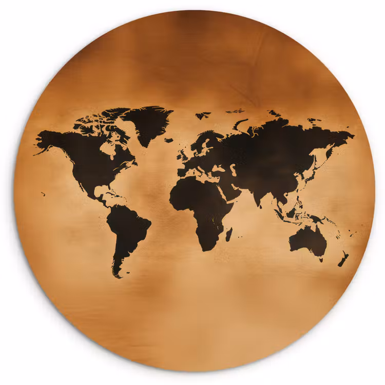 Muurcirkel - Wereldkaart - Bruin - Kaart — 1