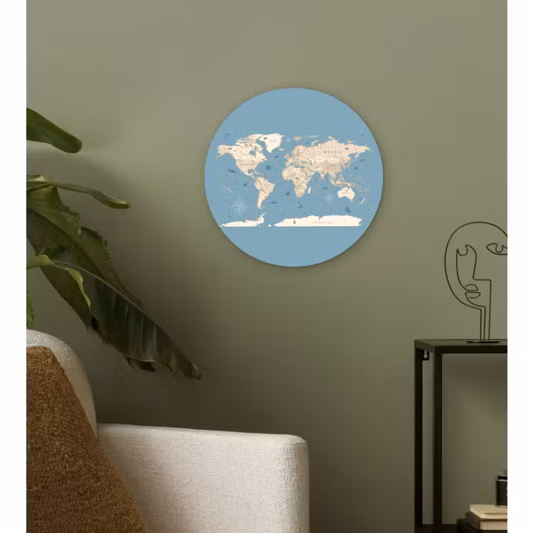 Muurcirkel - Wereldkaart - Oceaan - Realistisch - Blauw — 3