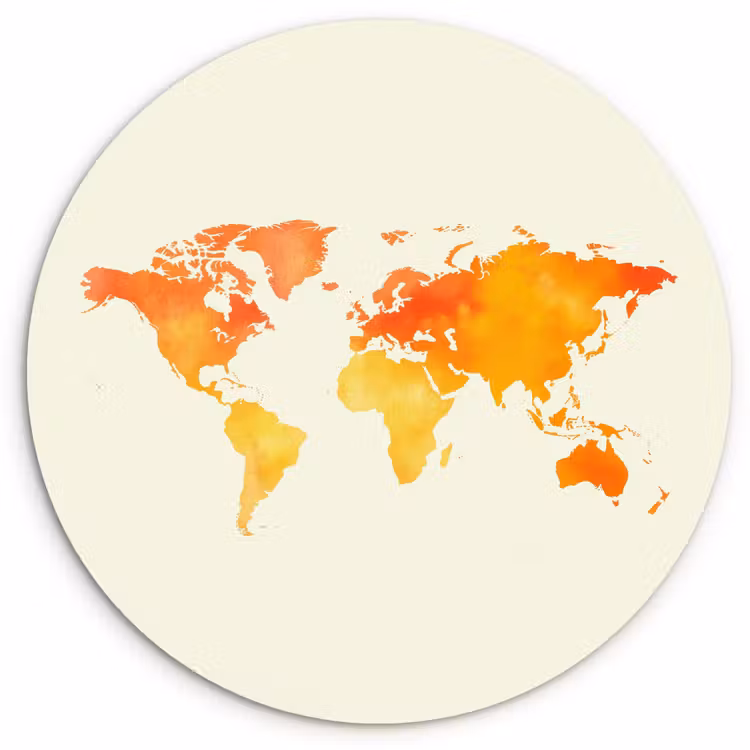 Muurcirkel - Wereldkaart - Oranje - Kleurrijk — 1