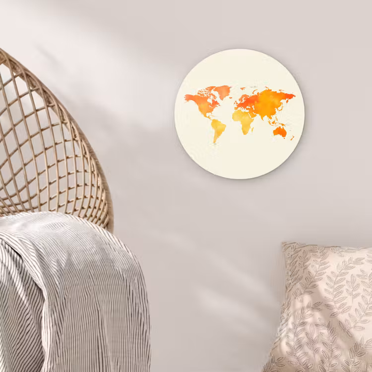 Muurcirkel - Wereldkaart - Oranje - Kleurrijk — 5