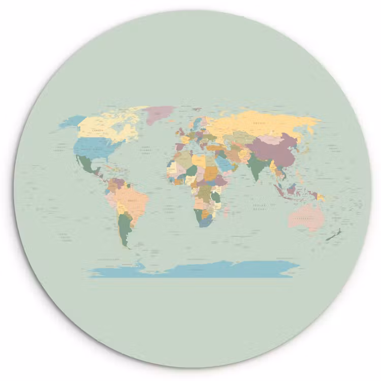 Muurcirkel - Wereldkaart - Realistisch - Kaart — 1