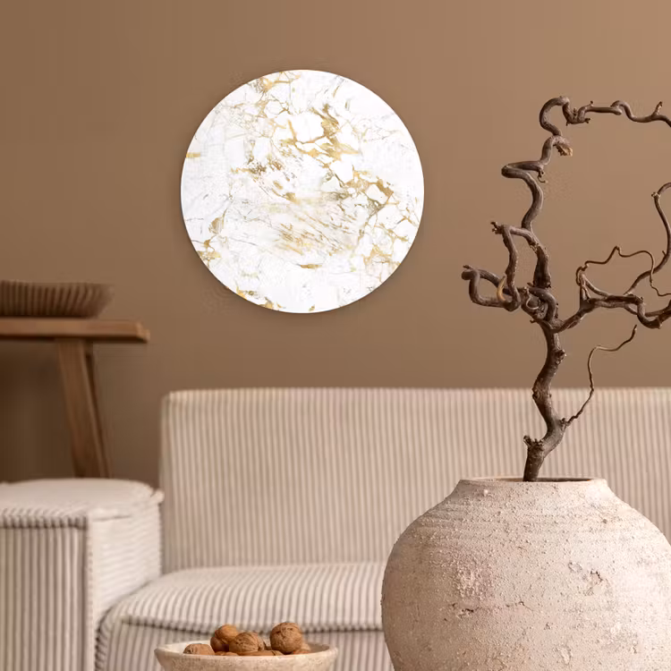 Muurcirkel - Wit - Marmer - Luxe - Goud — 2