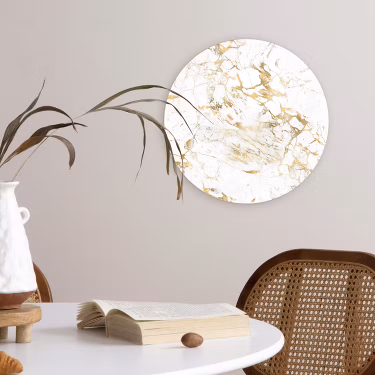 Muurcirkel - Wit - Marmer - Luxe - Goud — 4