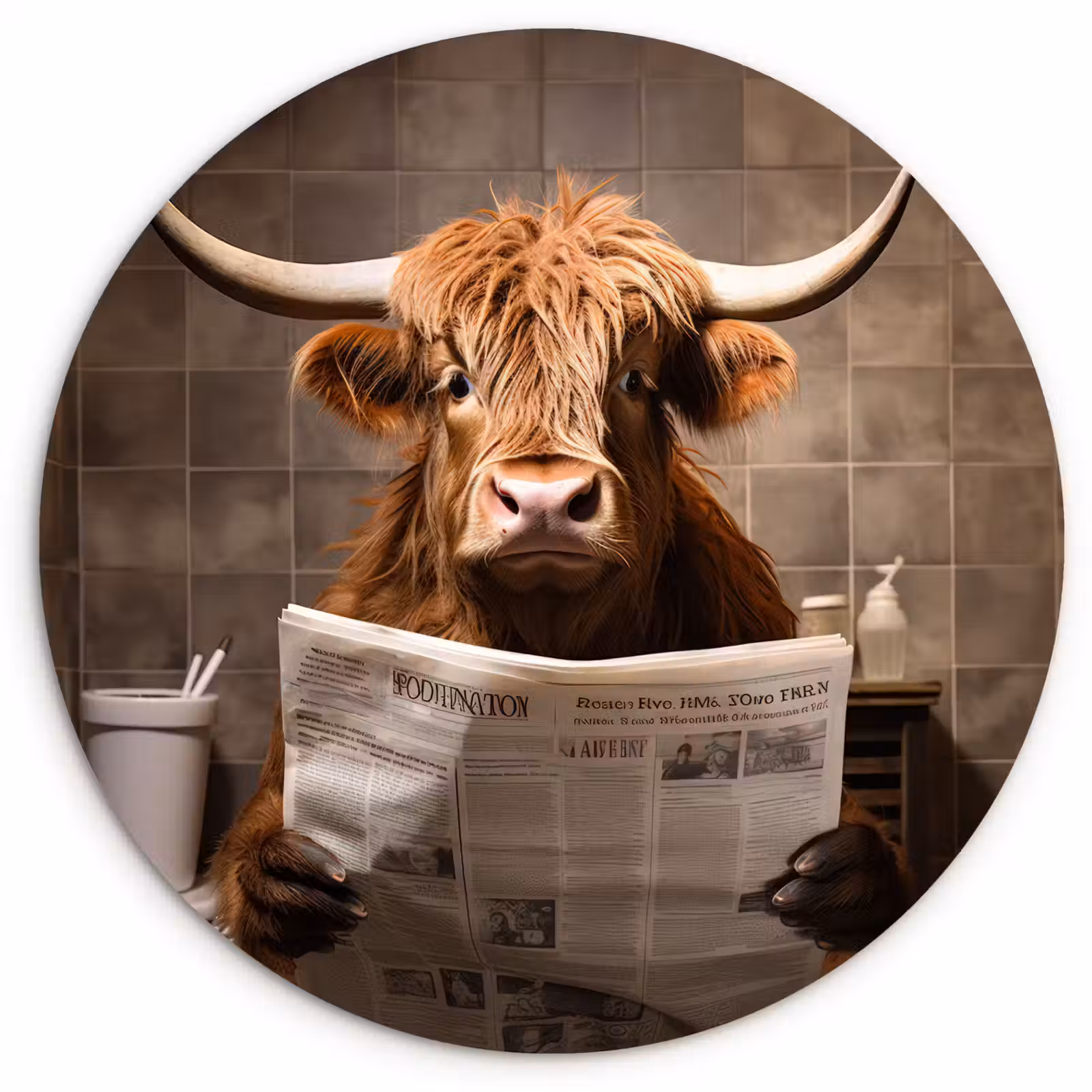 Muurcirkel - Schotse hooglander - Krant - Toilet — 1