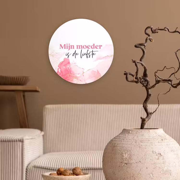 Muurcirkel - Quote - Mama - Mijn moeder is de liefste - Roze — 2