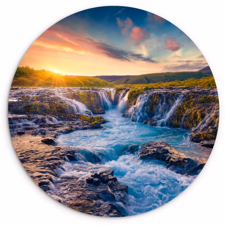 Muurcirkel - Waterval - Planten - Mos - Landschap - Zonsondergang - Rots — 1