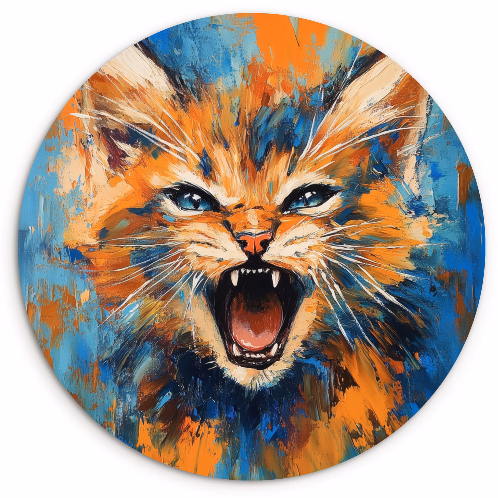 Muurcirkel - Kat - Kleurrijk - Oranje - Blauw — 1