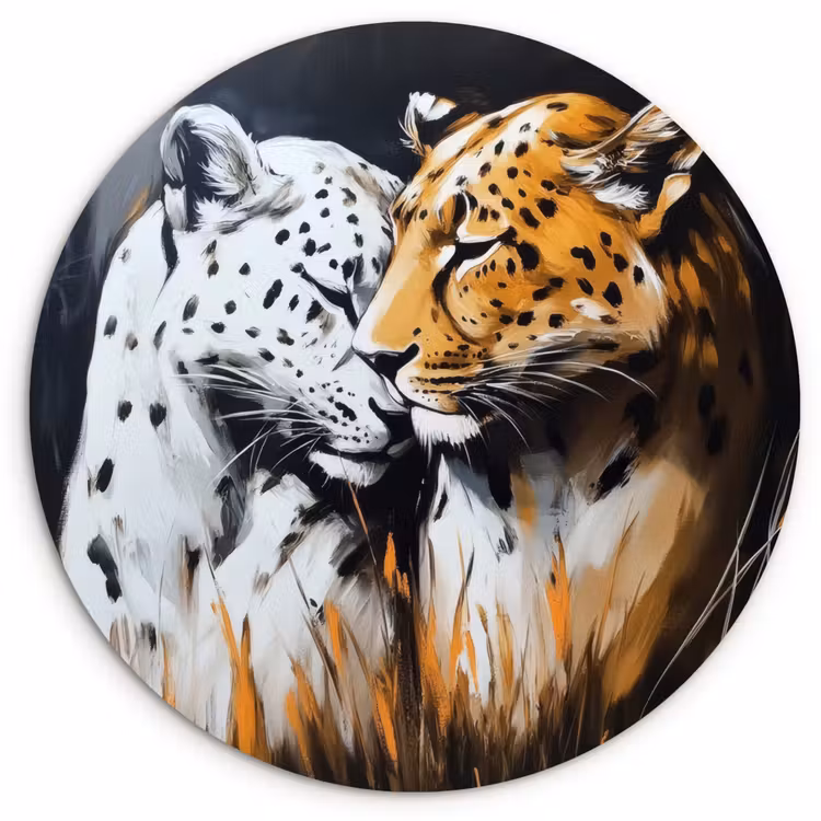 Muurcirkel - Luipaard - Oranje - Wit - Gras — 1