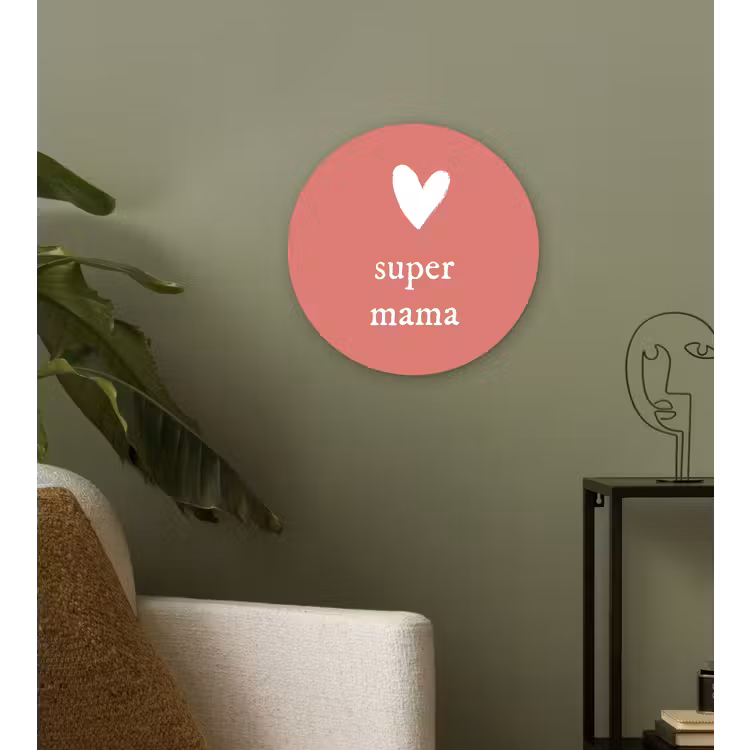 Muurcirkel - Presentje voor Moederdag super mama roze/wit — 3