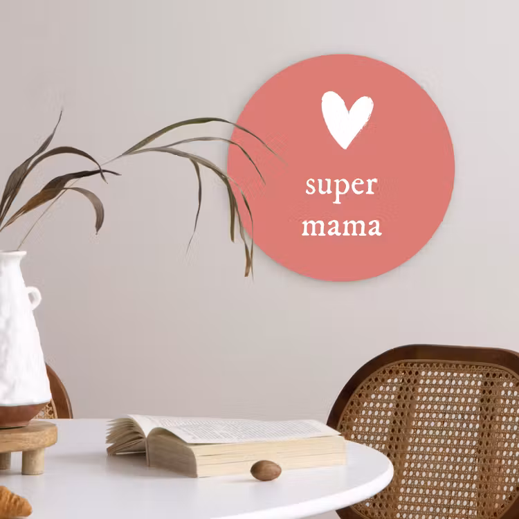 Muurcirkel - Presentje voor Moederdag super mama roze/wit — 4