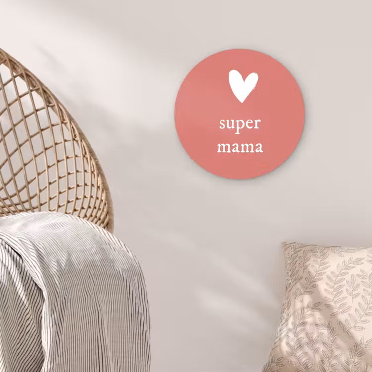 Muurcirkel - Presentje voor Moederdag super mama roze/wit — 5