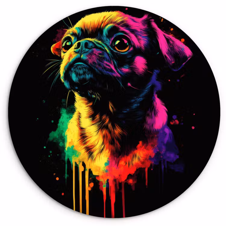 Muurcirkel - Puck - Hond - Verf - Kleuren — 1