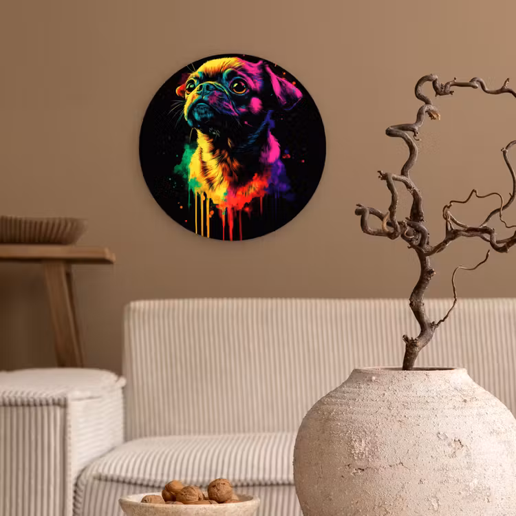Muurcirkel - Puck - Hond - Verf - Kleuren — 2