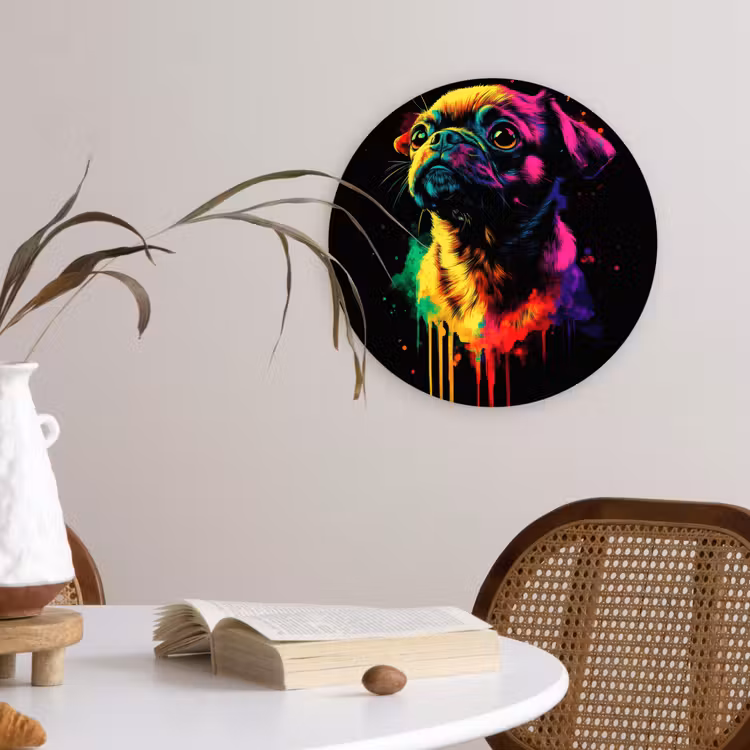 Muurcirkel - Puck - Hond - Verf - Kleuren — 4