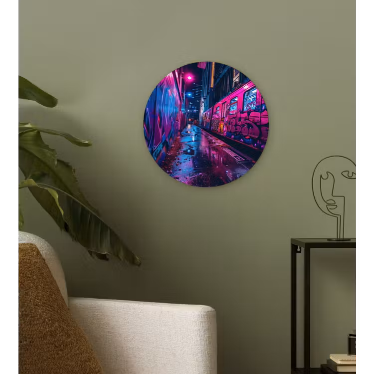 Muurcirkel - Stad - Neon - Nacht - Roze - Graffiti — 3