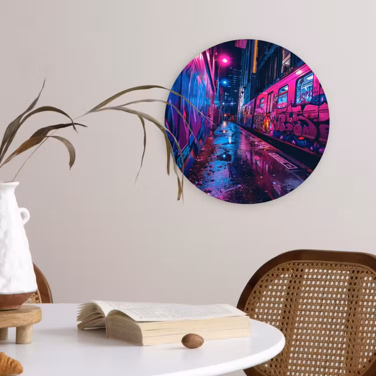 Muurcirkel - Stad - Neon - Nacht - Roze - Graffiti — 4