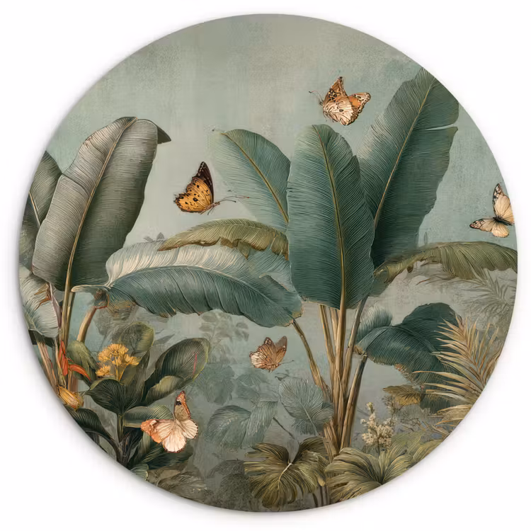 Muurcirkel - Tropisch bladerdek - Vlinders - groen - Bruin — 1