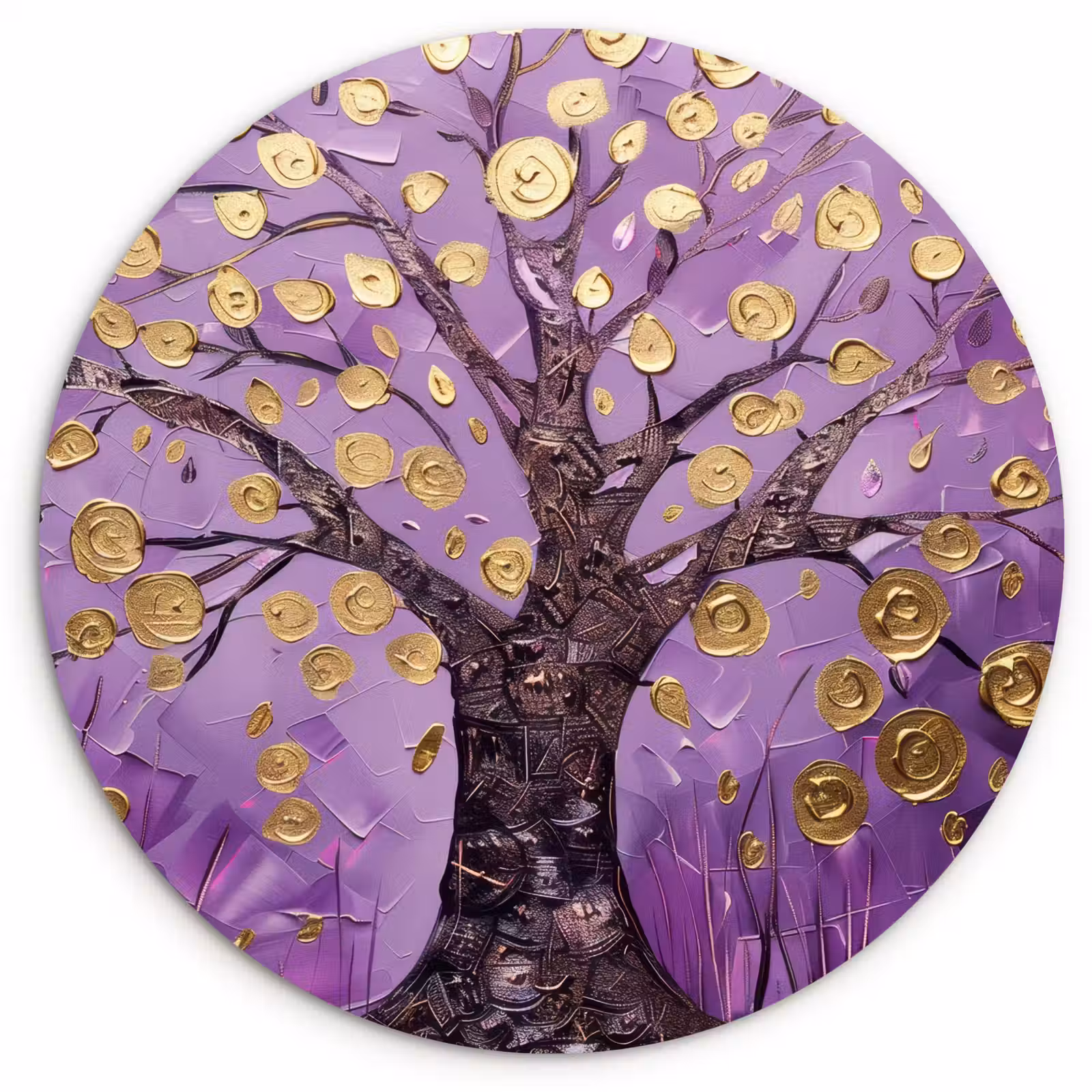 Muurcirkel - Levensboom - Boom - Paars - Goud - Modern — 1