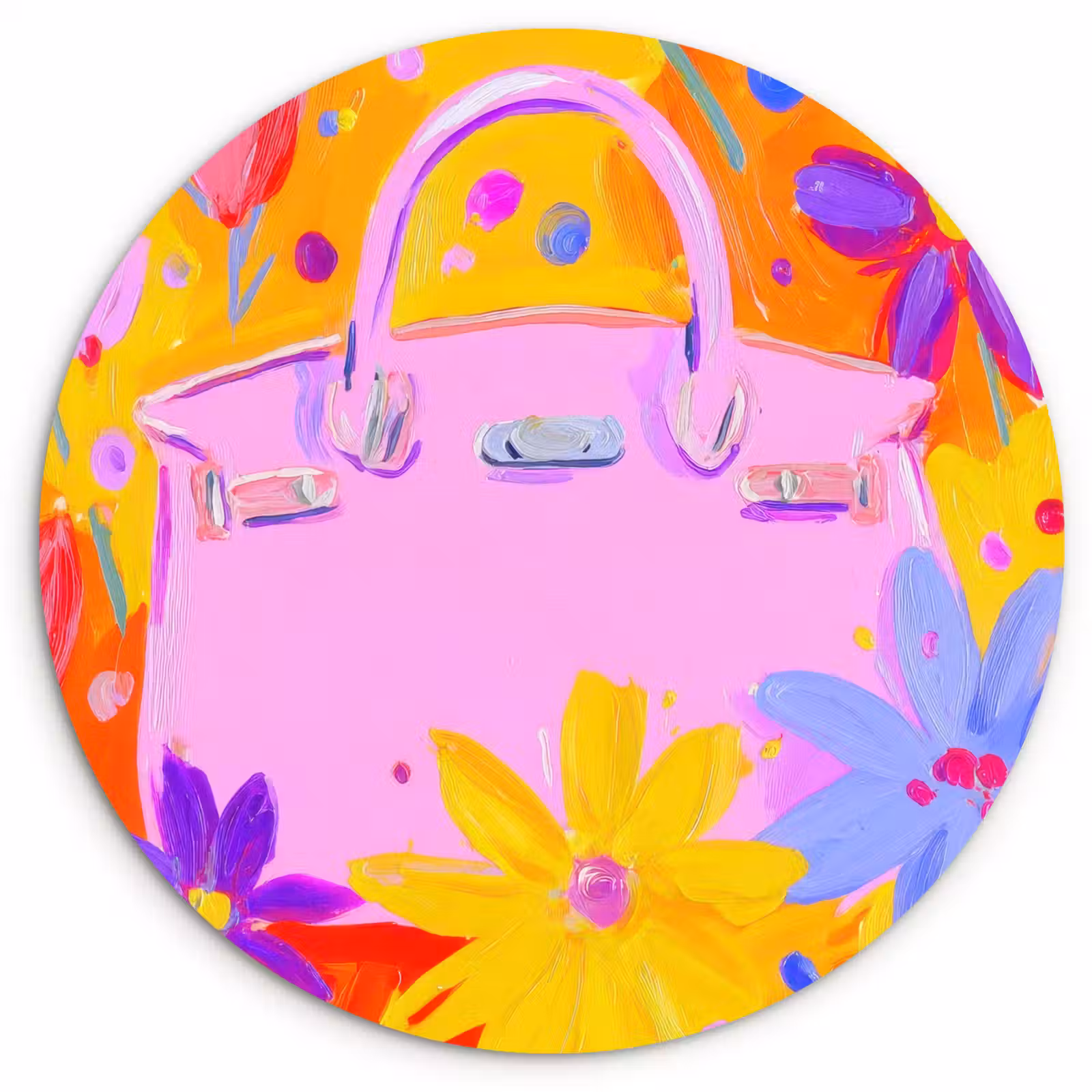 Muurcirkel - Tas - Roze - Bloemen — 1