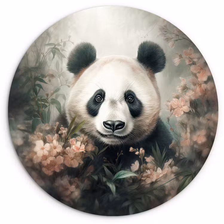 Muurcirkel - Panda - Dieren - Bloemen - Planten — 1