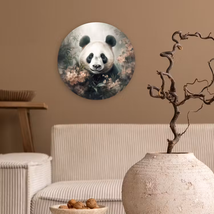 Muurcirkel - Panda - Dieren - Bloemen - Planten — 2