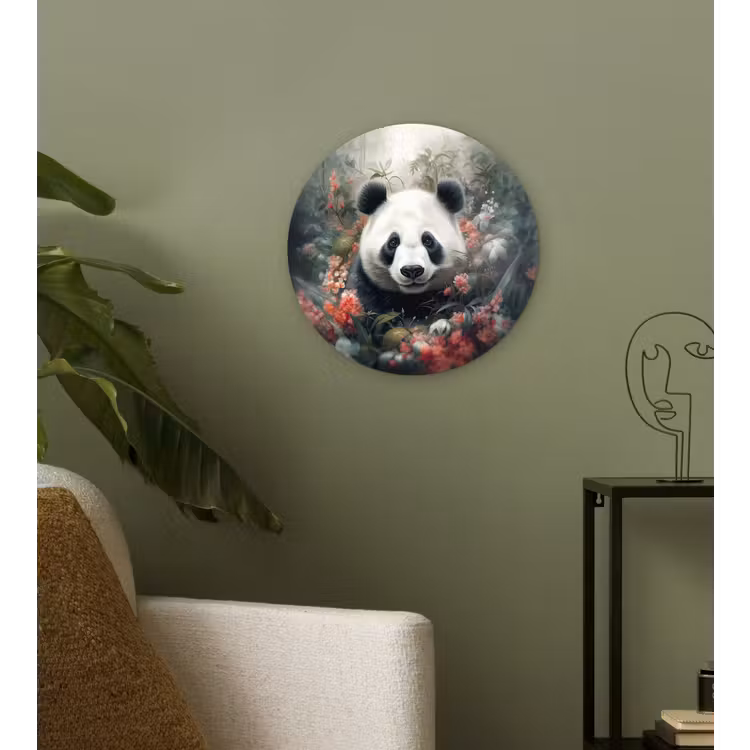 Muurcirkel - Panda - Wilde dieren - Bloemen - Natuur — 3