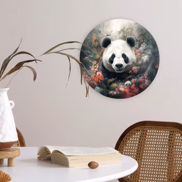 Muurcirkel - Panda - Wilde dieren - Bloemen - Natuur — 4
