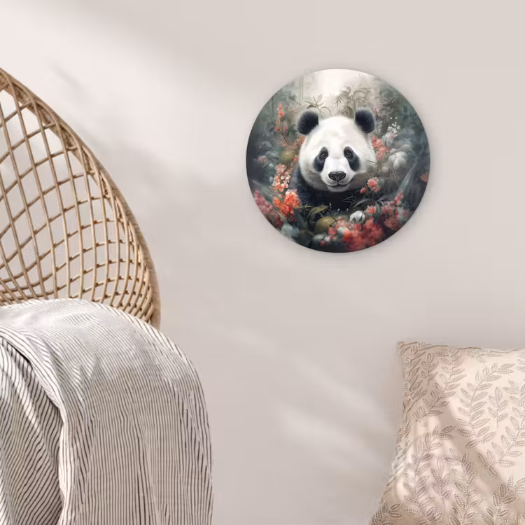 Muurcirkel - Panda - Wilde dieren - Bloemen - Natuur — 5