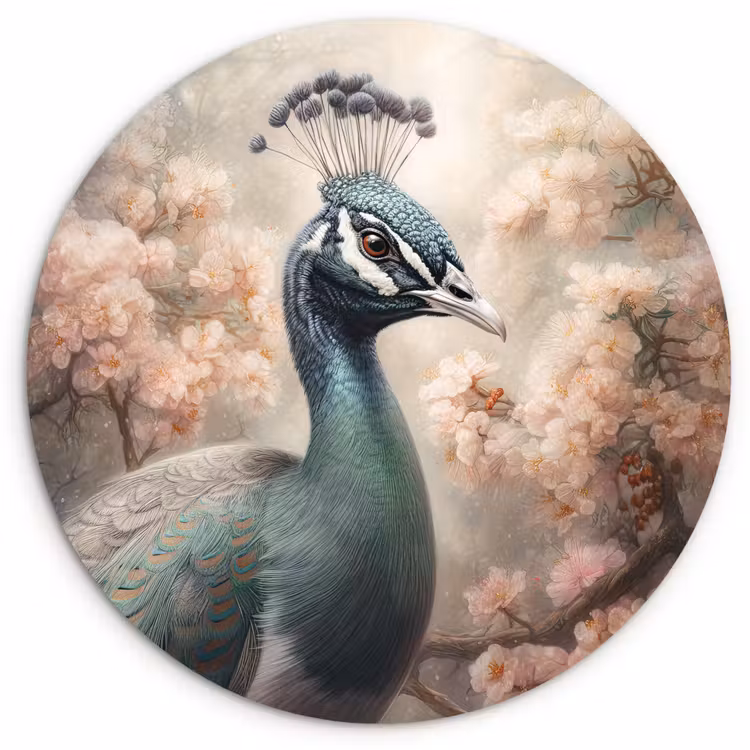 Muurcirkel - Pauw - Vogels - Bloemen - Boom - Botanisch — 1