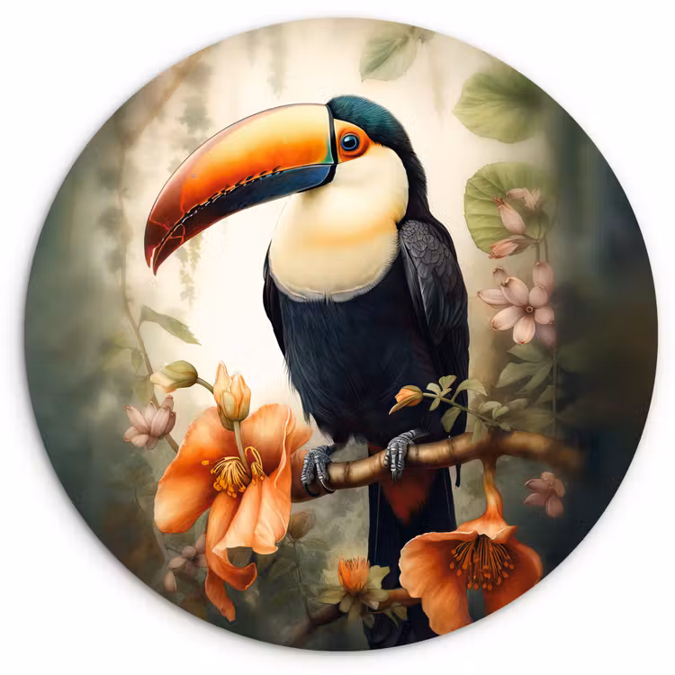 Muurcirkel - Toekan - Vogel - Bloemen - Planten — 1