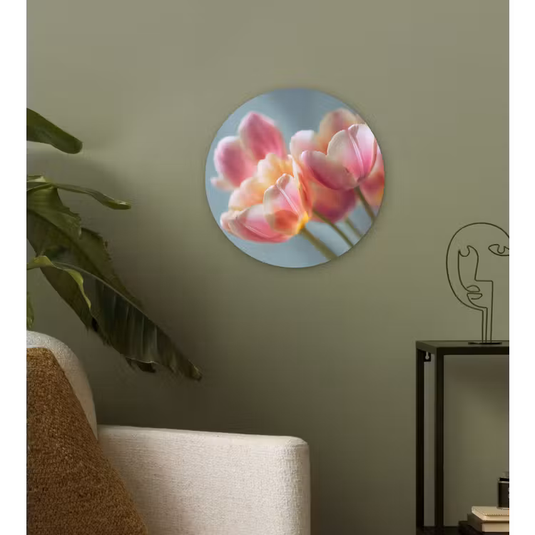 Muurcirkel - Tulpen - Roze - Stelen — 3