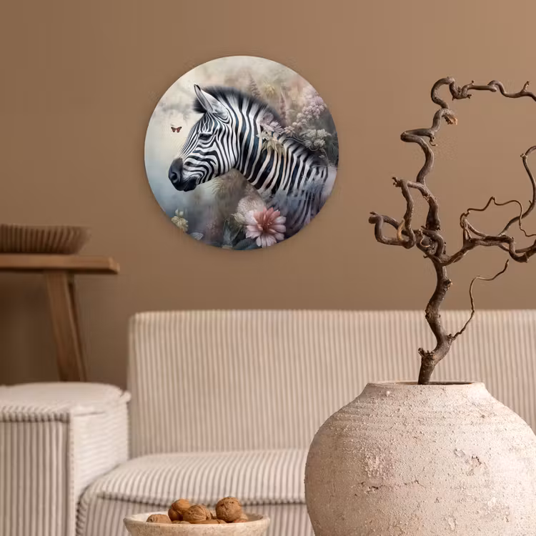 Muurcirkel - Zebra - Wilde dieren - Vlinder - Bloemen — 2