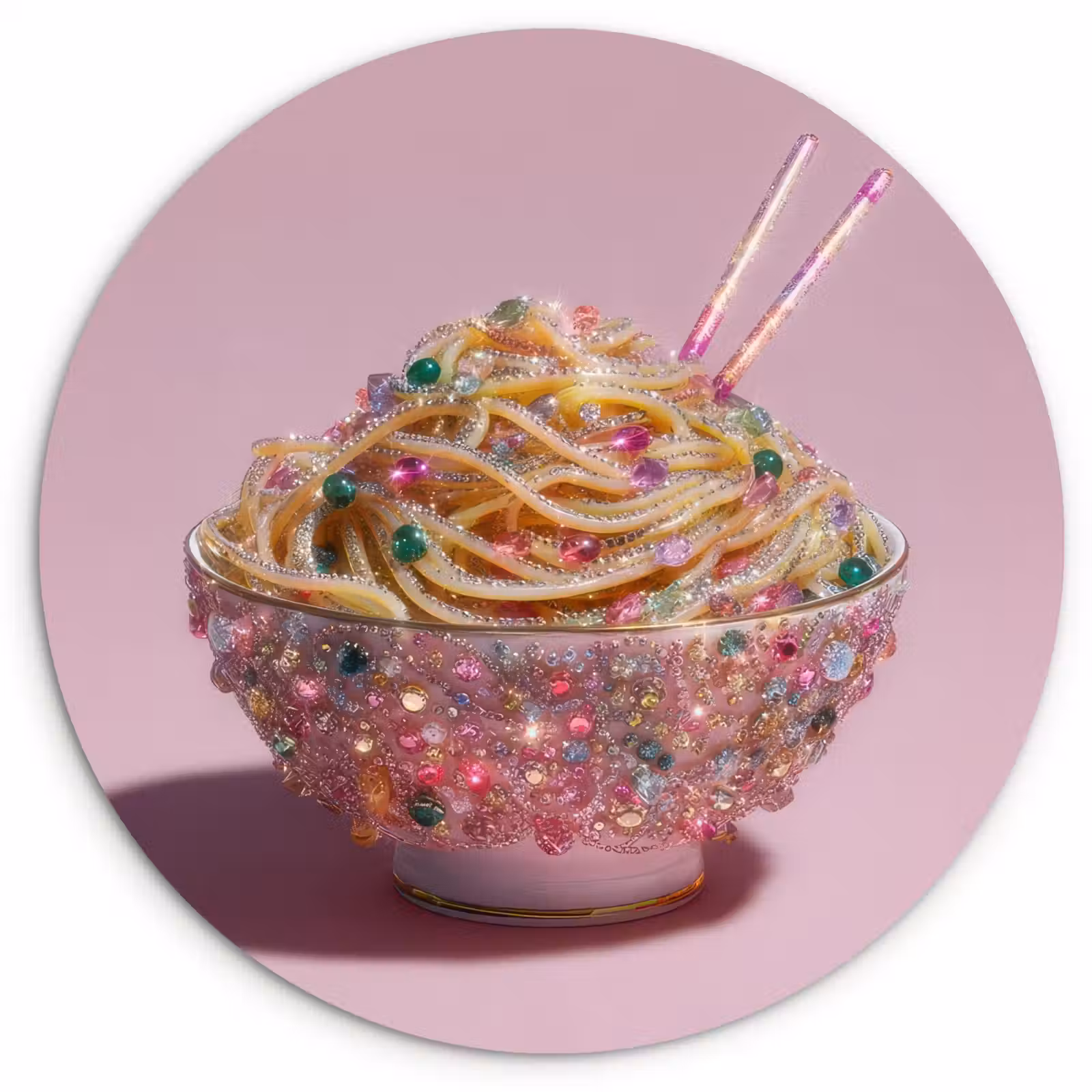 Muurcirkel - Noodles - Edelstenen - Stokjes - Roze — 1