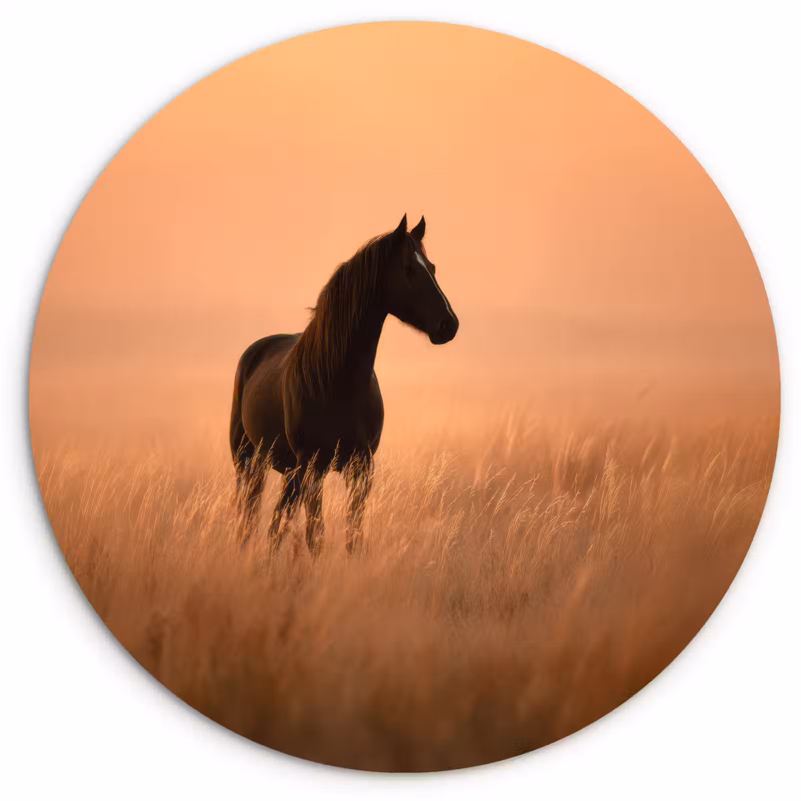 Muurcirkel - Paard - Grasveld - Zonsondergang — 1