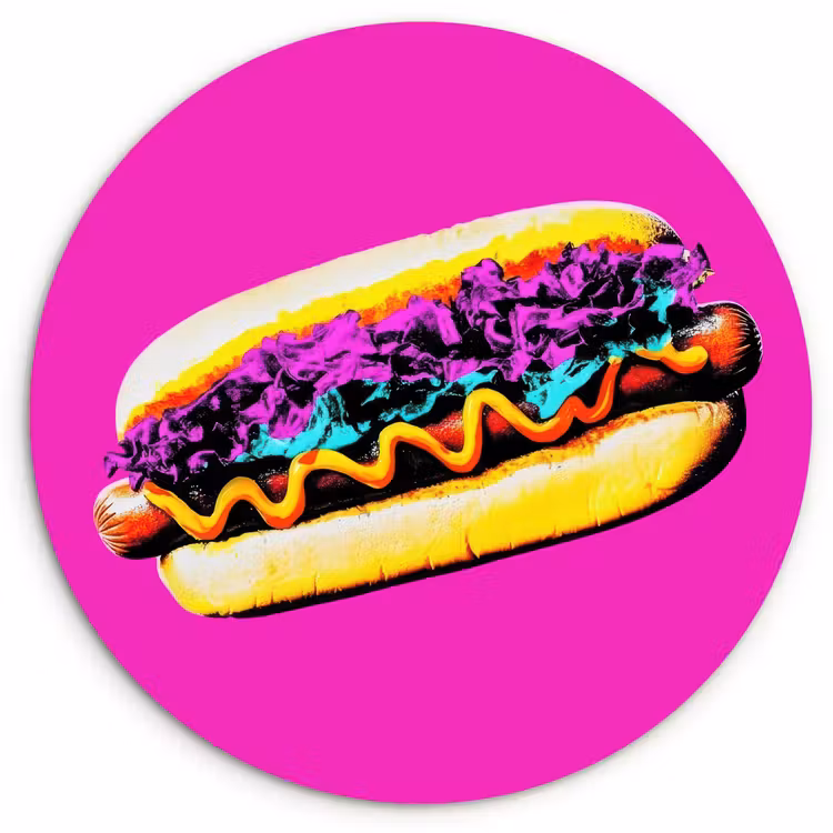 Muurcirkel - Hotdog - Roze - Retro — 1