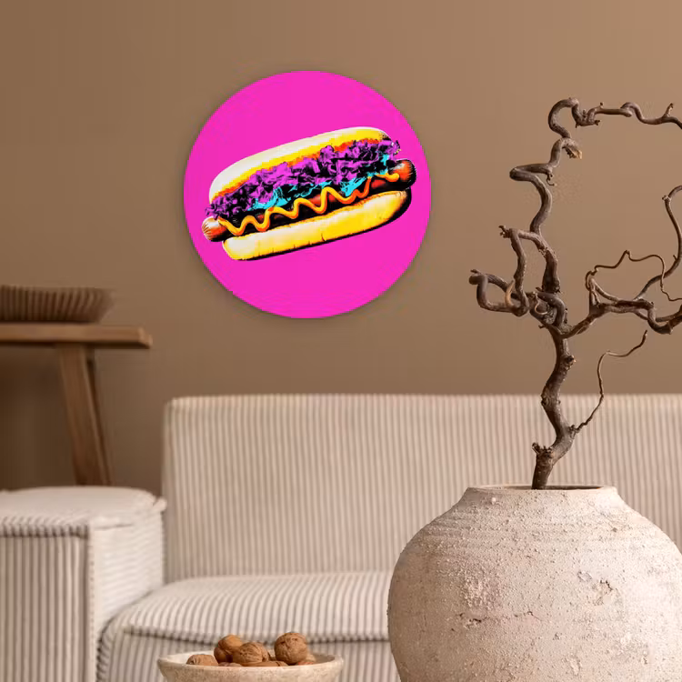 Muurcirkel - Hotdog - Roze - Retro — 2