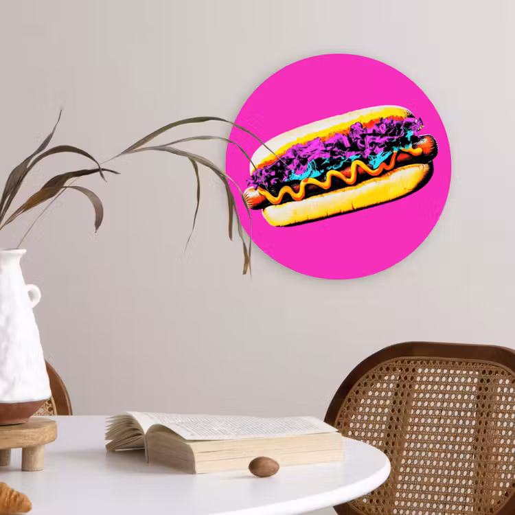 Muurcirkel - Hotdog - Roze - Retro — 4