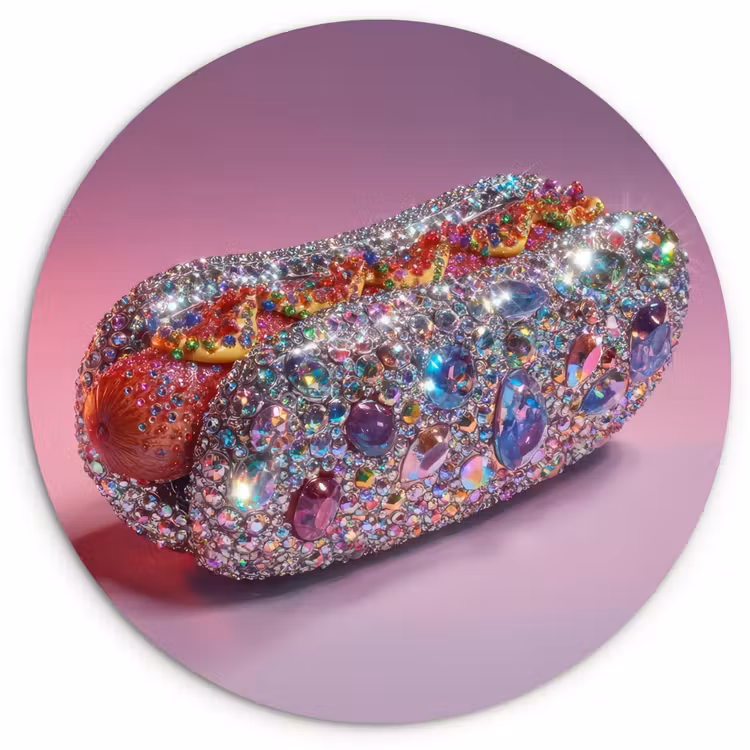 Muurcirkel - Hotdog - Steentjes - Glitters - Paars — 1